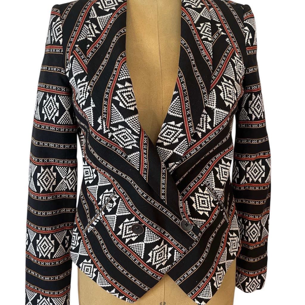 Elegant Black, Red, And White Geometric 12th Street By Cynthia Vincent Blazer